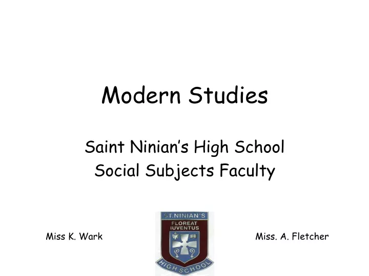 modern studies