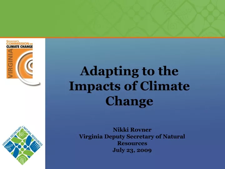 adapting to the impacts of climate change