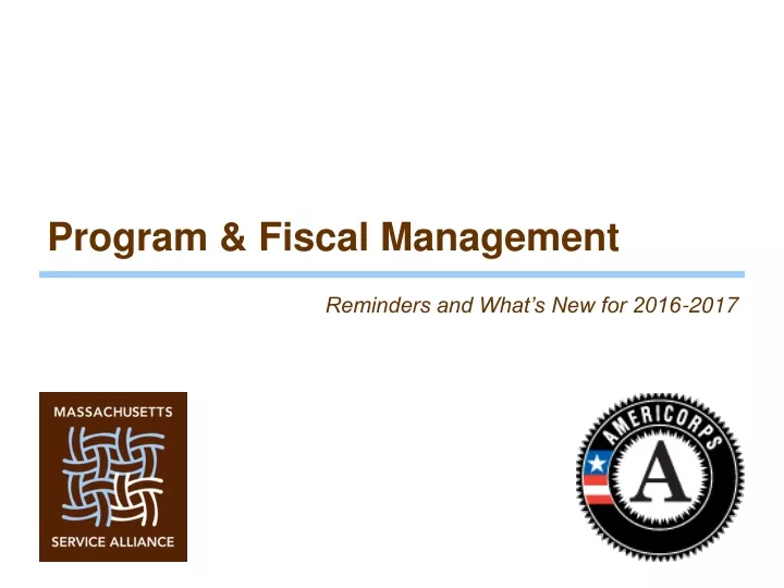 program fiscal management