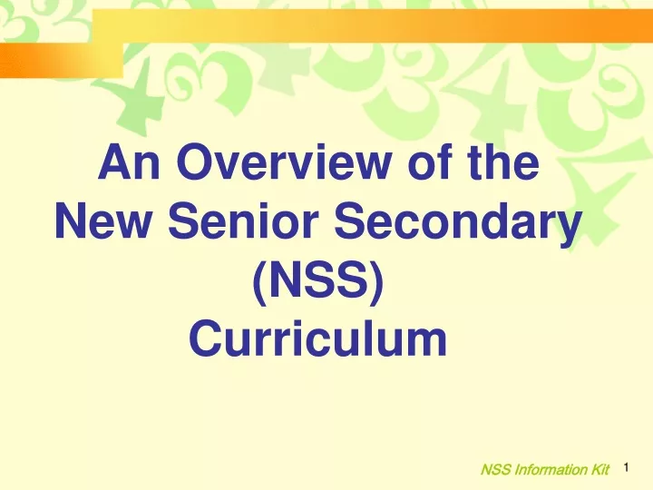 an overview of the new senior secondary nss curriculum