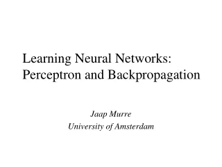 Learning Neural Networks: Perceptron and Backpropagation