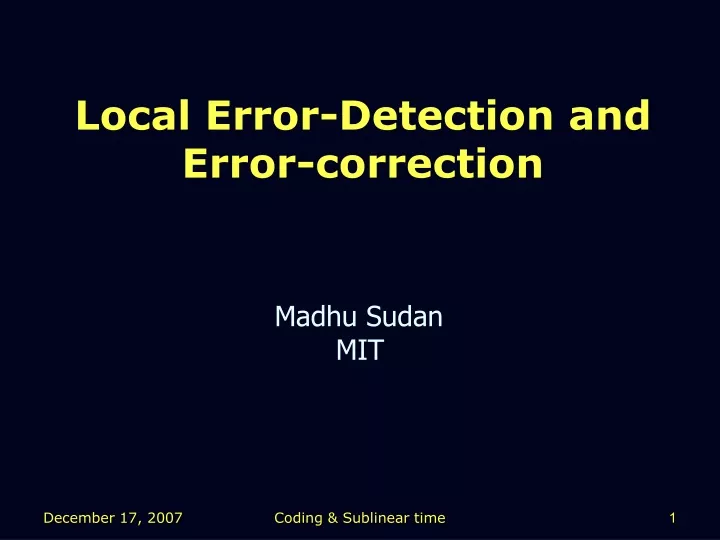 local error detection and error correction