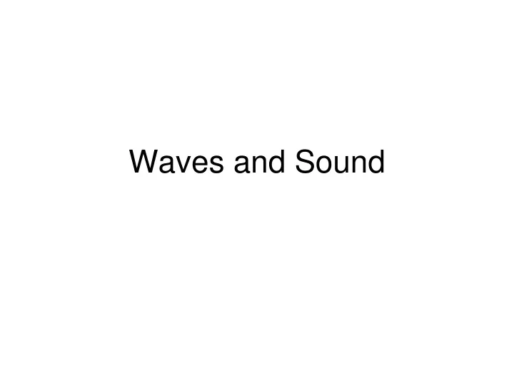 waves and sound