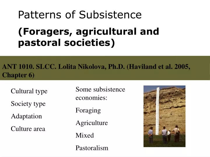 patterns of subsistence