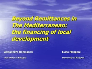 Beyond Remittances in The Mediterranean:  the financing of local development
