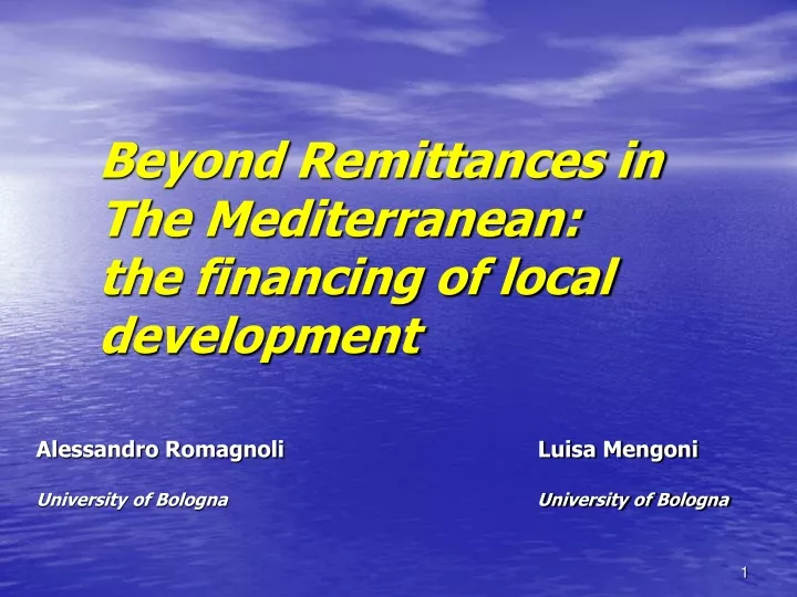 beyond remittances in the mediterranean the financing of local development