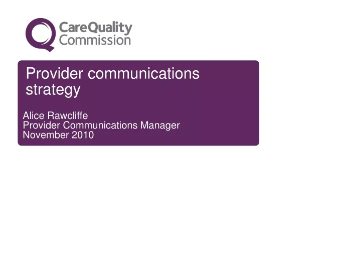 provider communications strategy