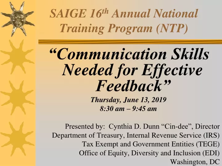 saige 16 th annual national training program ntp