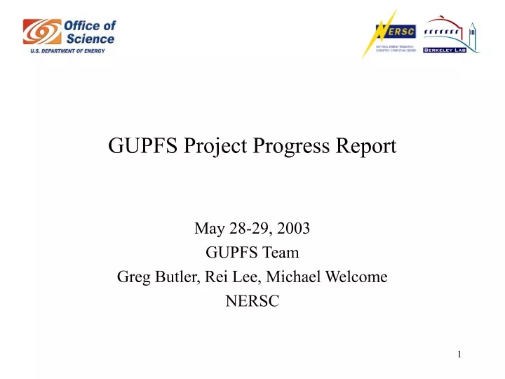 gupfs project progress report
