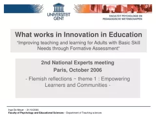 2nd National Experts meeting Paris, October 2006
