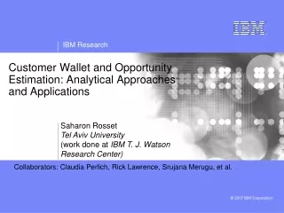 Customer Wallet and Opportunity Estimation: Analytical Approaches and Applications