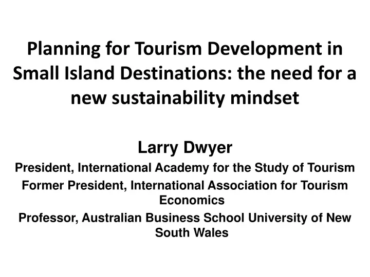 planning for tourism development in small island