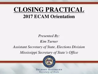 CLOSING PRACTICAL 2017 ECAM Orientation