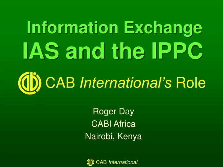 information exchange ias and the ippc