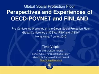Global Social Protection Floor  Perspectives and Experiences of OECD-POVNET and FINLAND