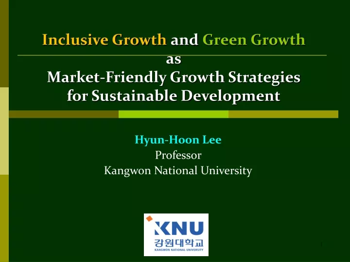inclusive growth and green growth as market
