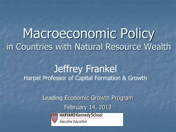macroeconomic policy in countries with natural resource wealth