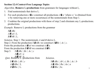 Section 12.4 Context-Free Language Topics