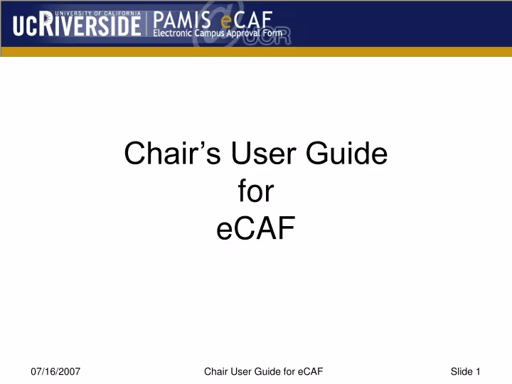 chair s user guide for ecaf