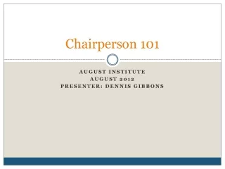 Chairperson 101