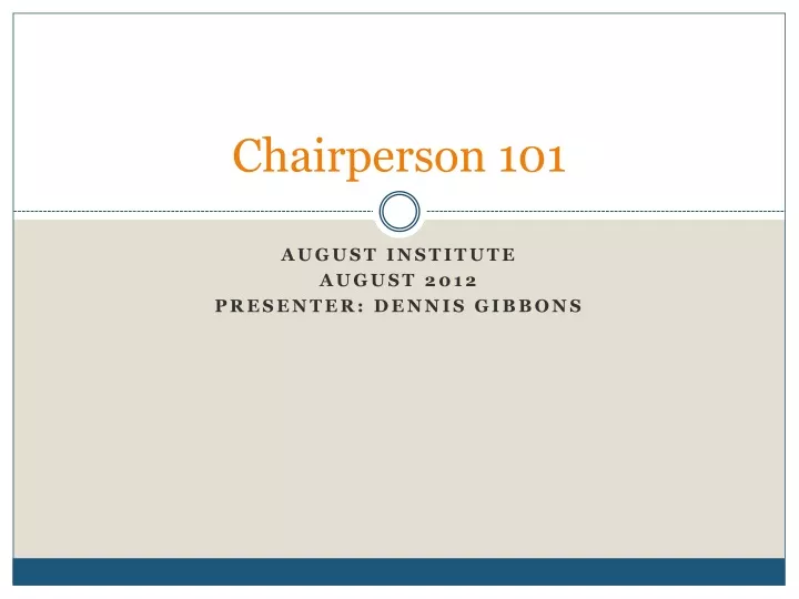 chairperson 101