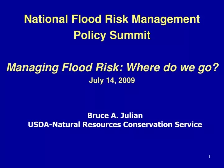 national flood risk management policy summit