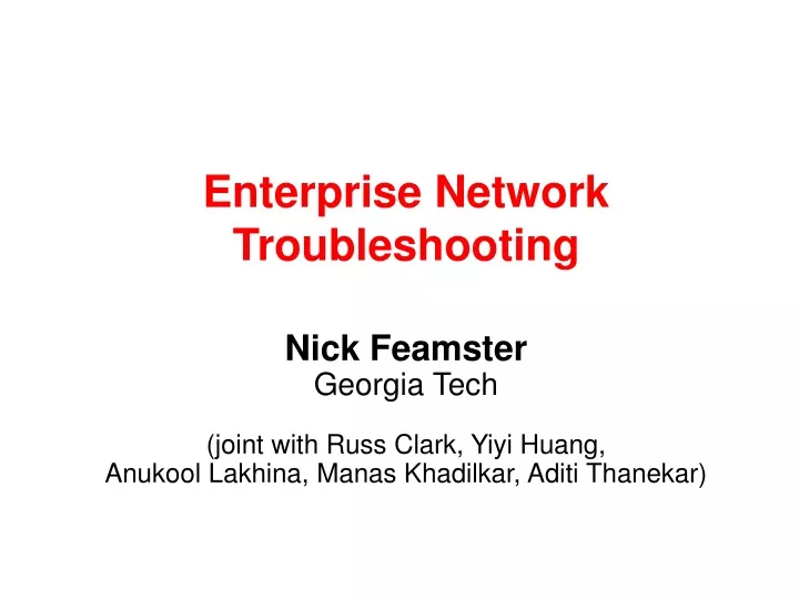 enterprise network troubleshooting