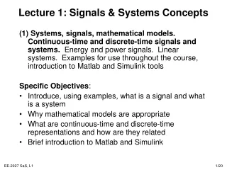 Lecture 1: Signals &amp; Systems Concepts