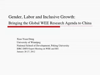 Gender, Labor and Inclusive Growth:  Bringing the Global WEE Research Agenda to China