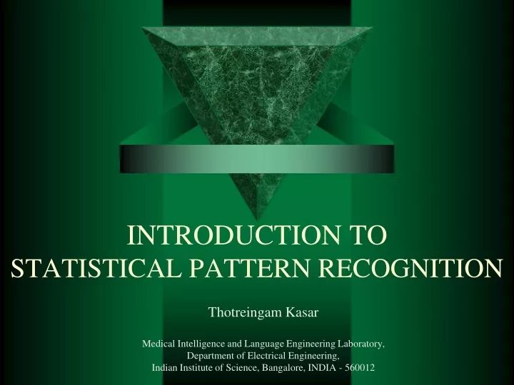introduction to statistical pattern recognition