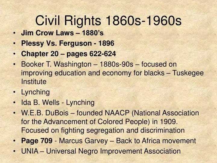 civil rights 1860s 1960s