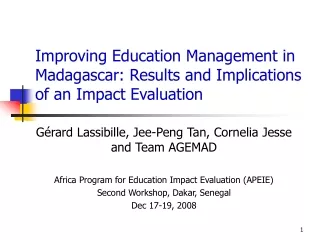 Improving Education Management in Madagascar: Results and Implications of an Impact Evaluation