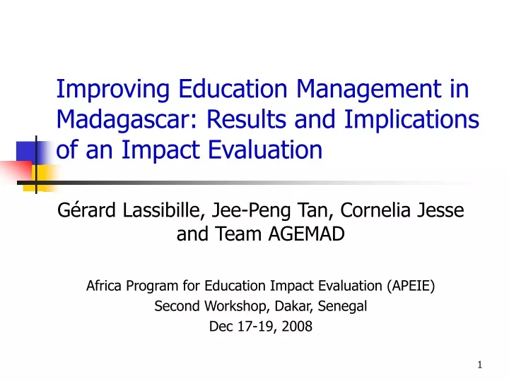 improving education management in madagascar results and implications of an impact evaluation