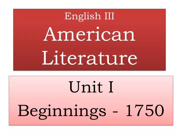 english iii american literature