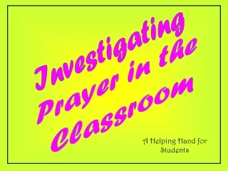 Prayer in the  Classroom