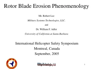 Rotor Blade Erosion Phenomenology