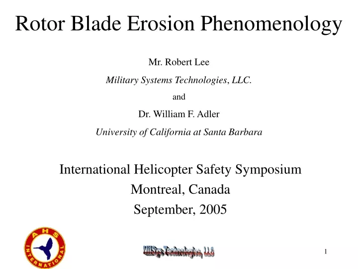 rotor blade erosion phenomenology