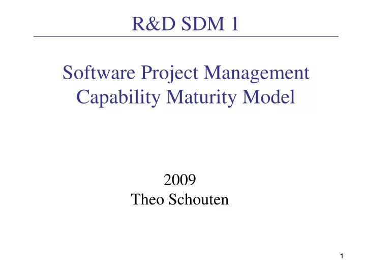 r d sdm 1 software project management capability maturity model