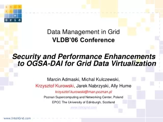Data Management  in Grid VLDB ’06 Conference