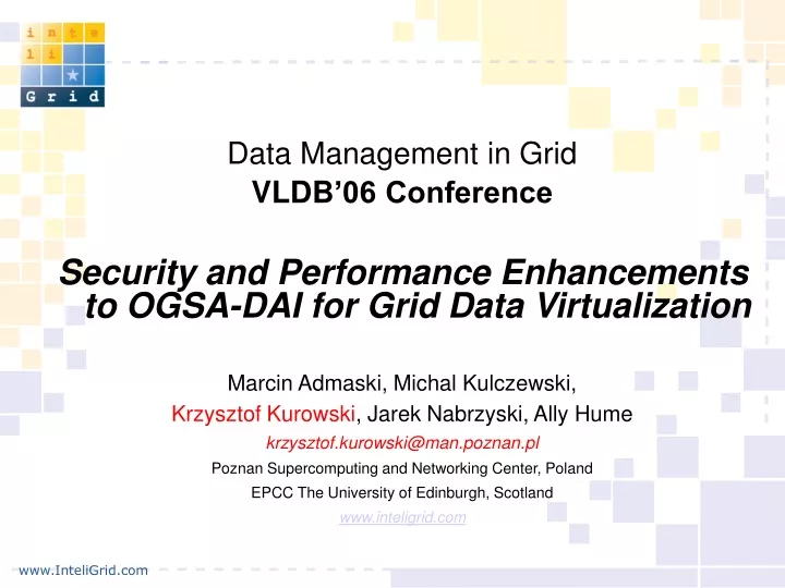 data management in grid vldb 06 conference