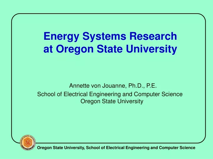 energy systems research at oregon state university
