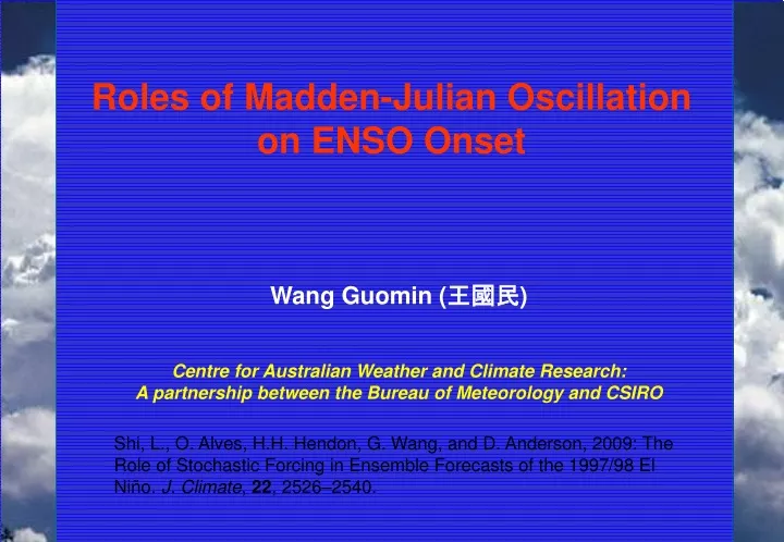 roles of madden julian oscillation on enso onset