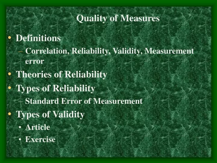 quality of measures