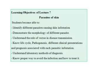 Page numbers of the studied parasites in:  Medical parasitology, 9 th   Edition. Markell &amp; Voge's