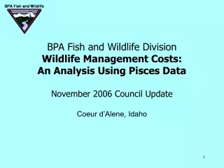 BPA Fish and Wildlife Division Wildlife Management Costs: