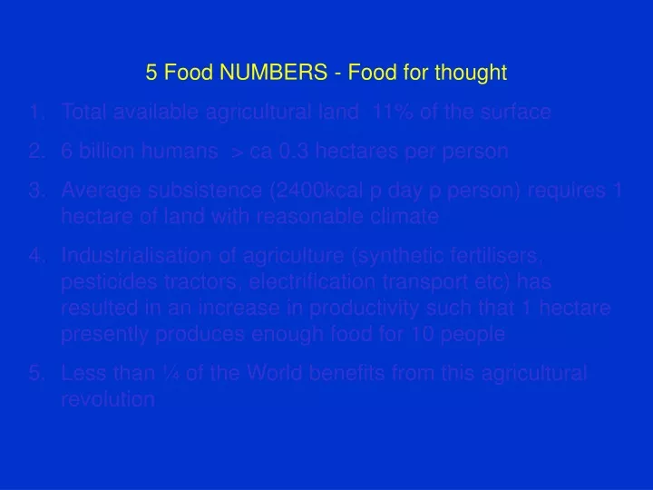 5 food numbers food for thought total available