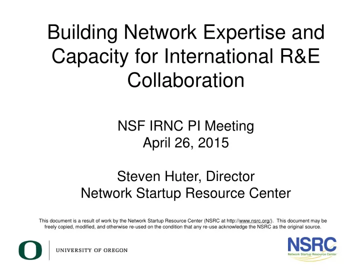 building network expertise and capacity for international r e collaboration