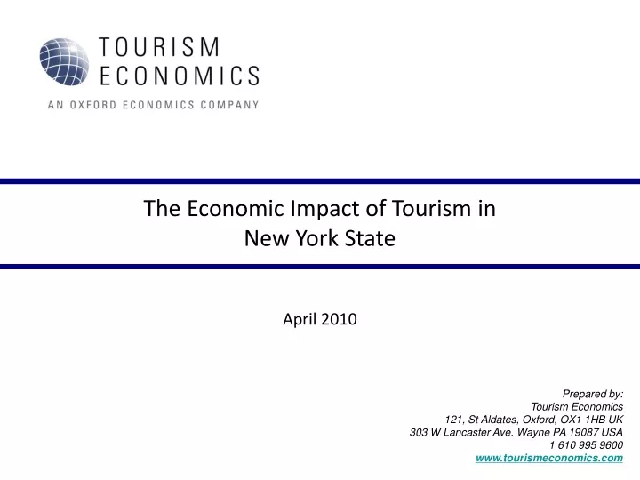 the economic impact of tourism in new york state