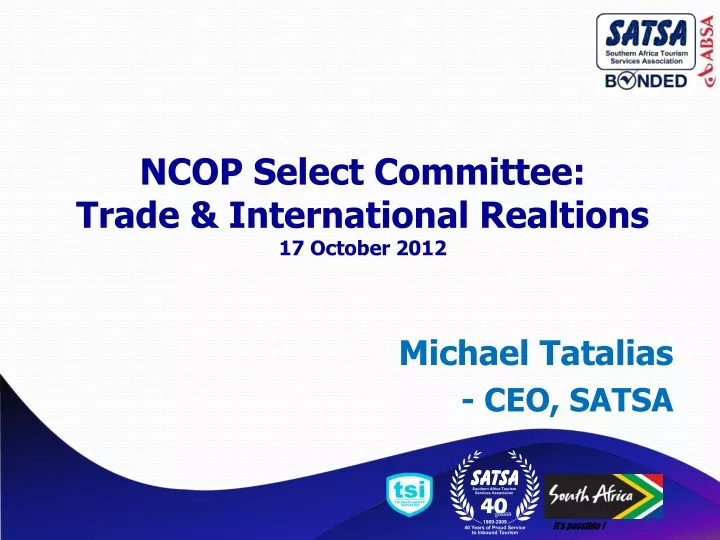 ncop select committee trade international realtions 17 october 2012