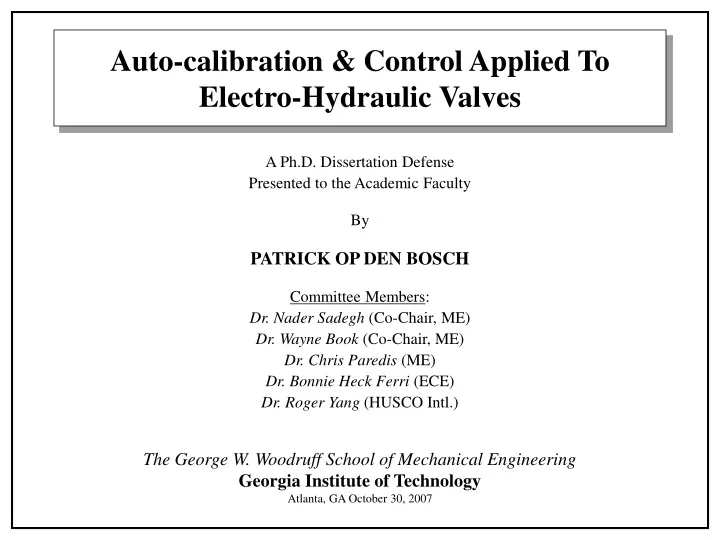 auto calibration control applied to electro